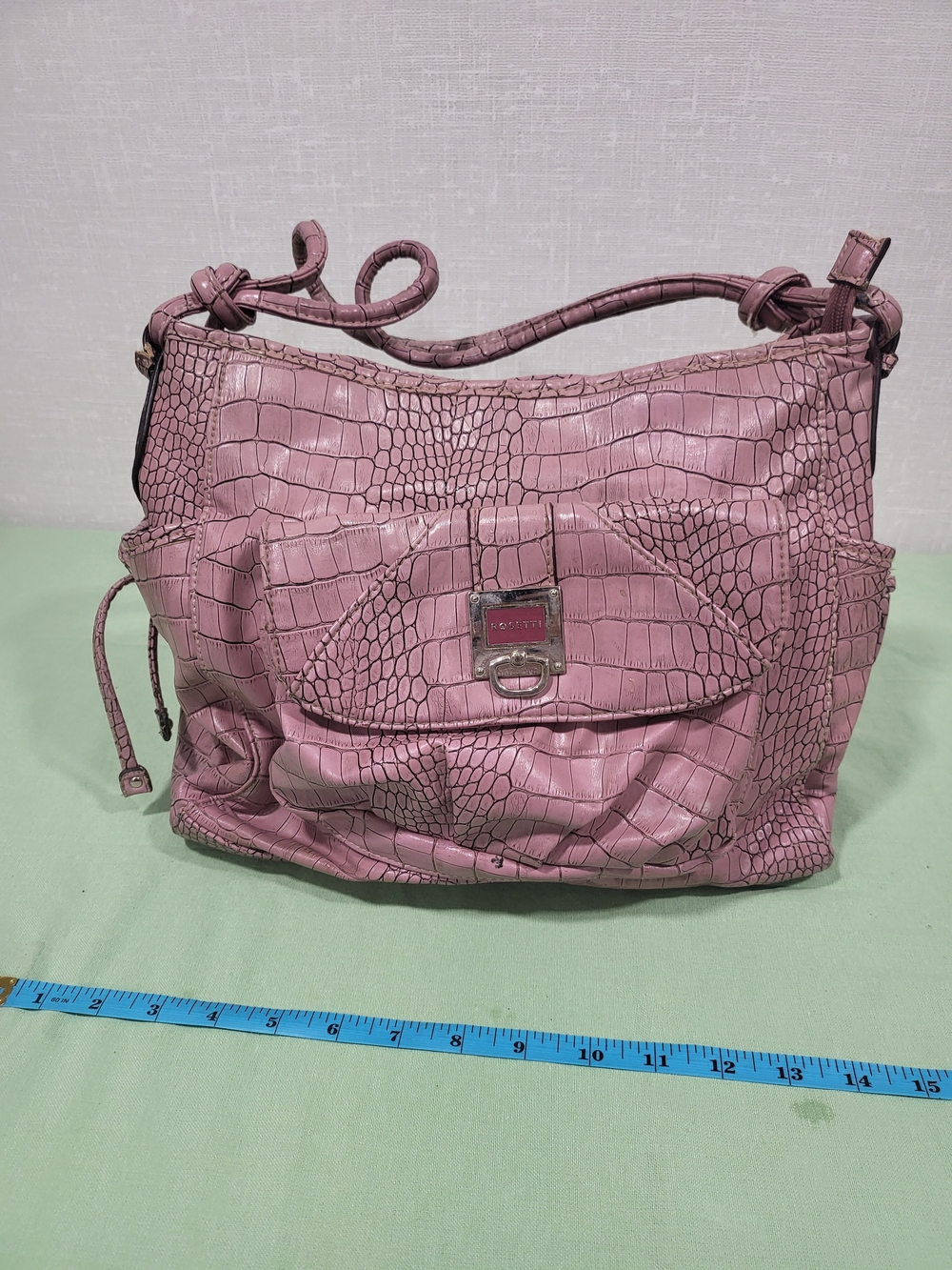 Rosetti Croc-Embossed Pink Shoulder Bag